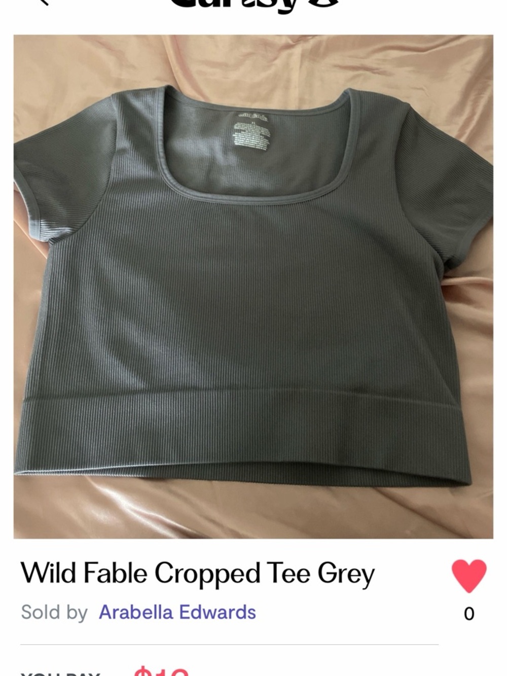 wild fable Grey Ribbed Scoop Neck Cropped Tee